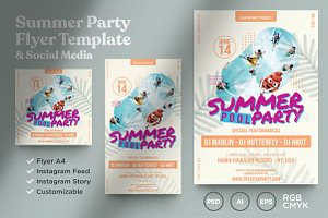 Summer Party Flyer Template, a Social Media Template by fashionaddict