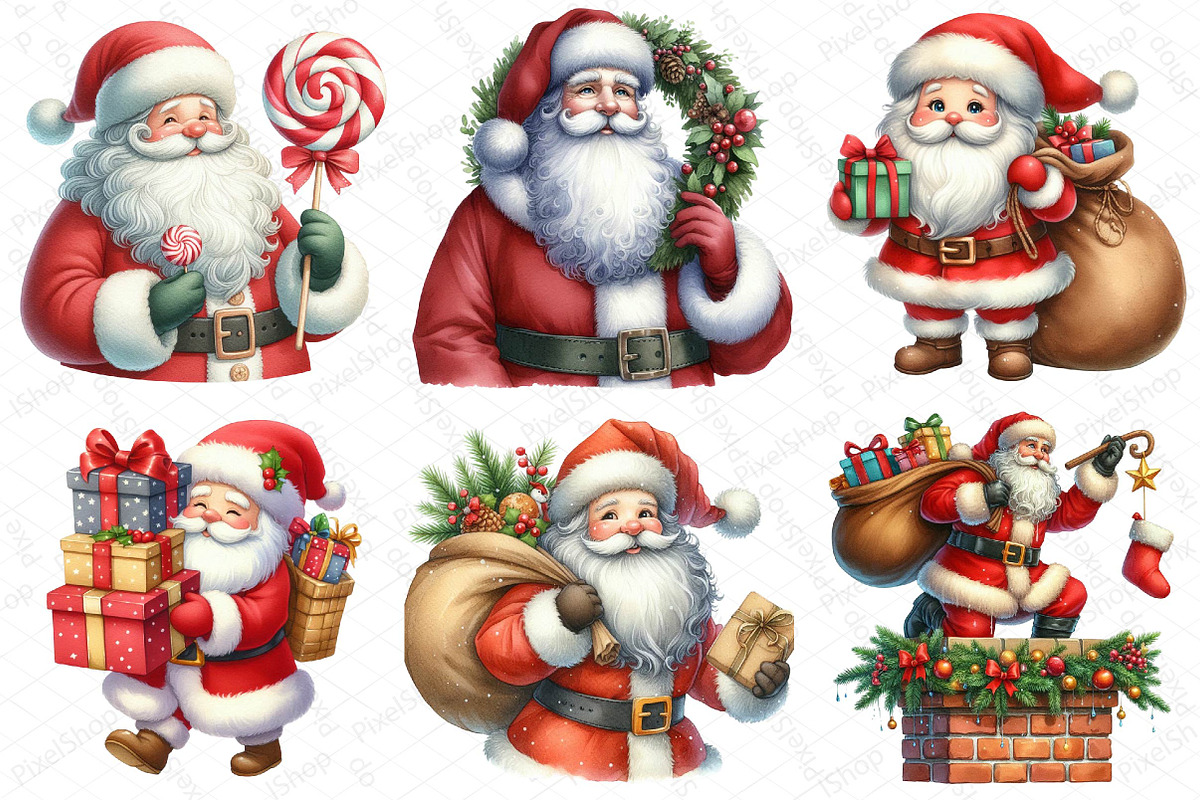 Watercolor Santa Clipart, an Illustration by DreamPrint404 (Photo 6 of 6)