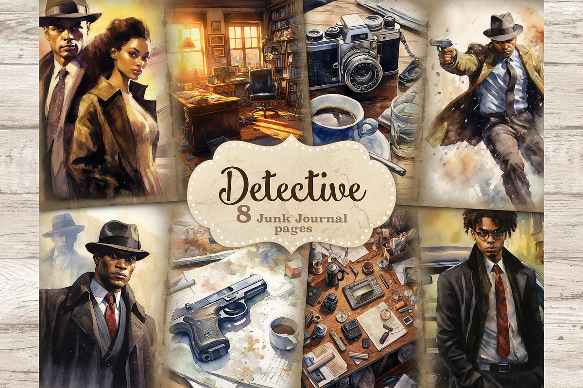 Detective Junk Journal Kit, a Person Illustration by GlamArtZhanna (Photo 2 of 9)