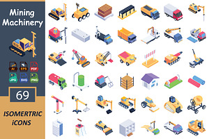 Mining Machinery Isometric Icons, an Icon by Vector Portal