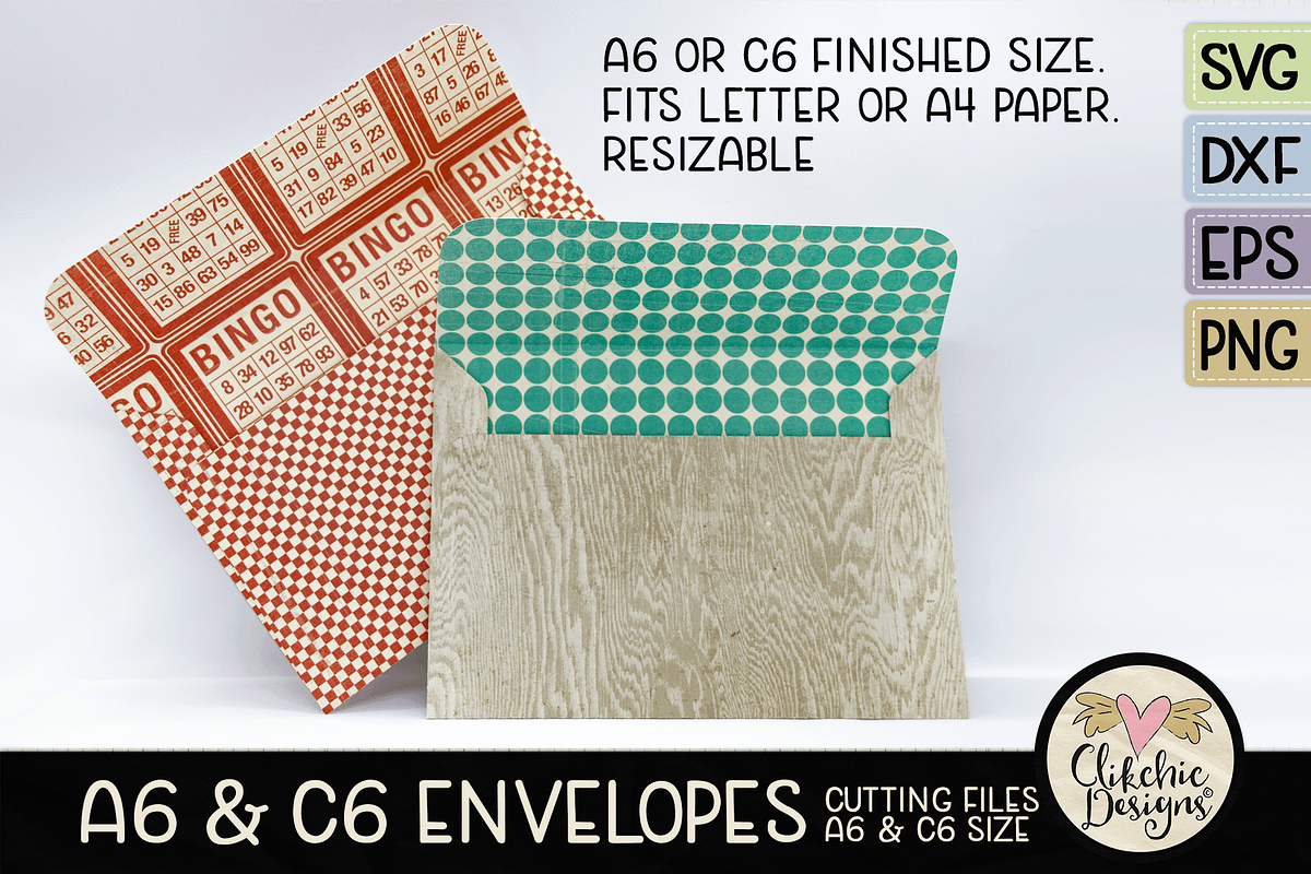 A6 & C6 Envelope SVG Cutting Files, an Invitation Template by Clikchic Designs (Photo 1 of 6)