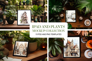Ipad Pro with Green Plants Mockups
