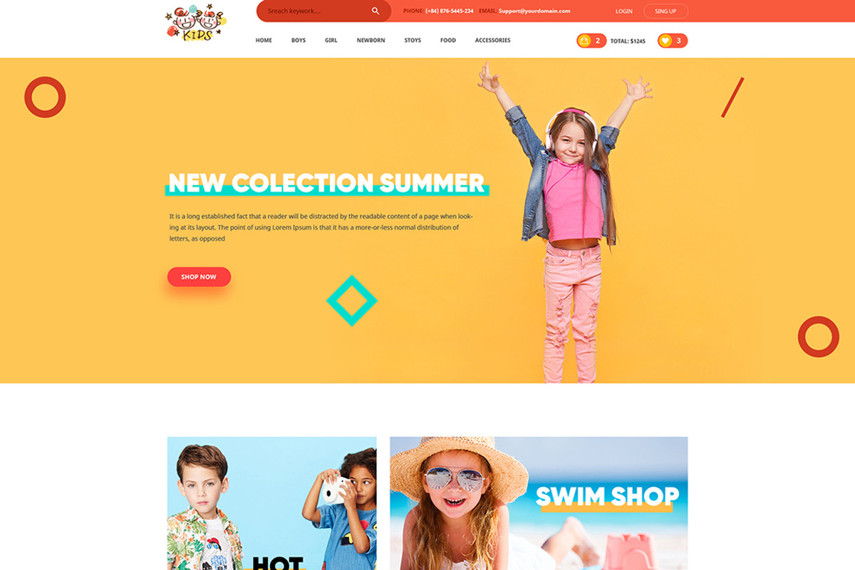 Kids - Love PSD for Kids, Baby shop, a Websites & App Template by Knighthemes (Photo 2 of 12)