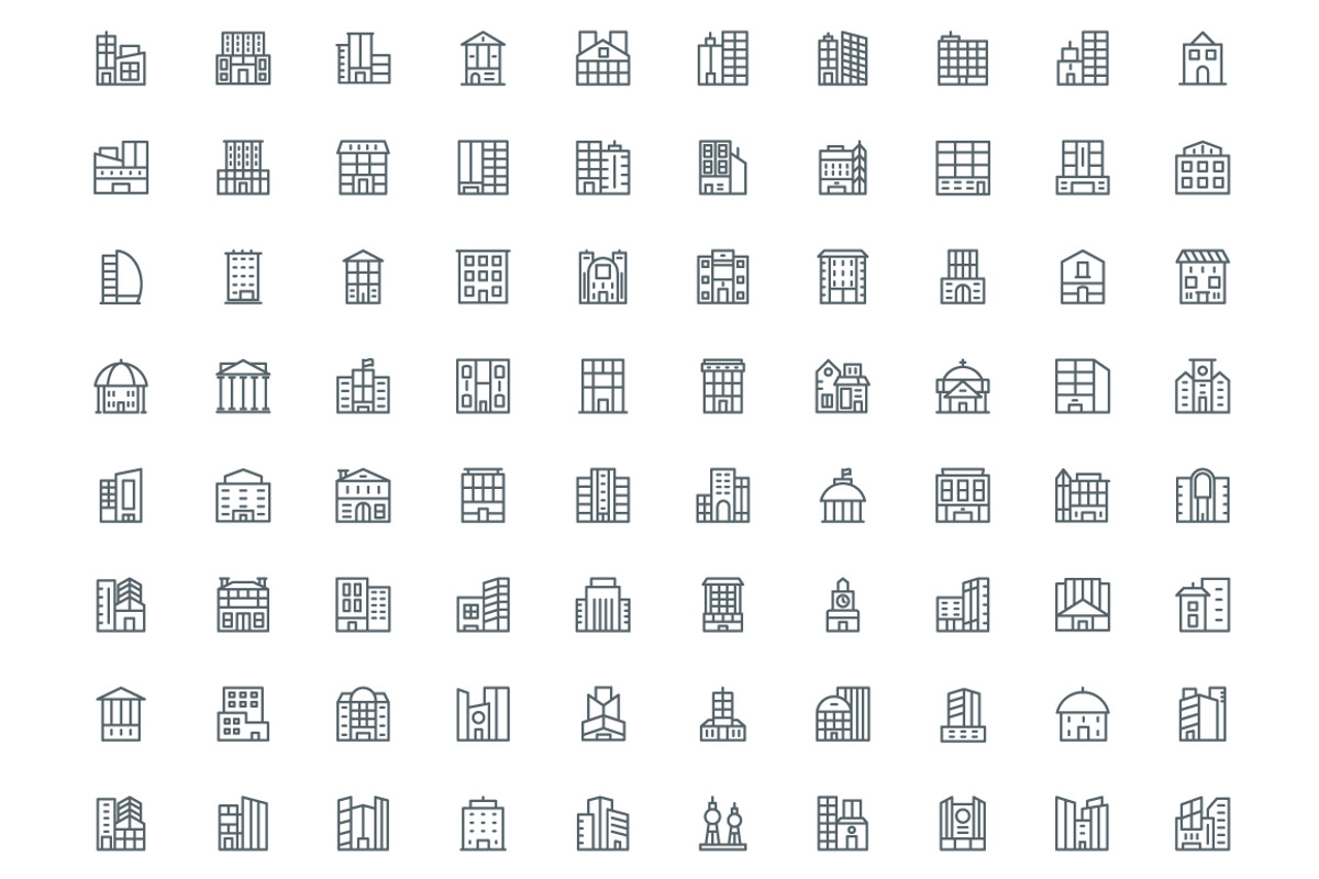 320 Buildings Line Icons, an Outline Icon by Vectors Market (Photo 3 of 5)