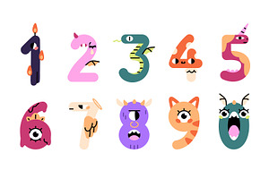 Funny monsters' numbers set, pattern, an Object Illustration by PaperTrident