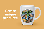 people enjoying coffee on the hill, a Food Illustration by gunaonedesign (Thumbnail 2 of 5)