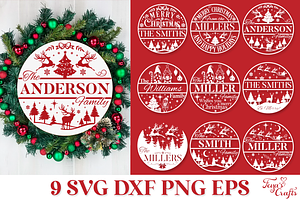 Christmas Family Name Door Sign Pack
