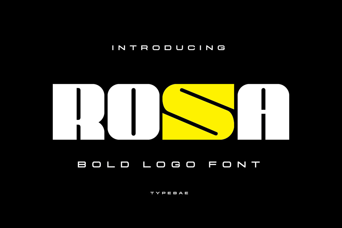 Rosa – Bold & Wide Logo Font, a Sans Serif Font by Typebae (Photo 1 of 9)
