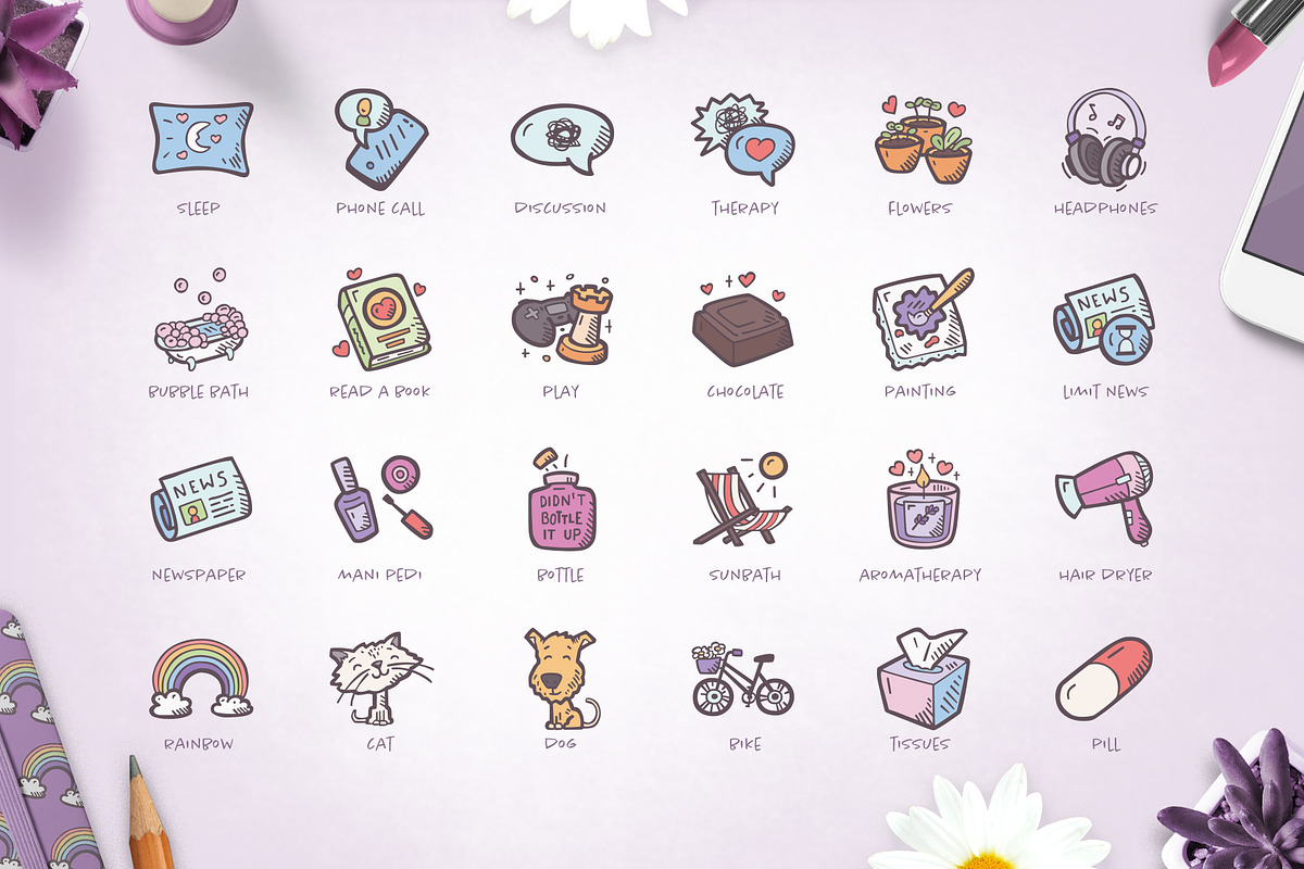 Self-Care & Mental Health Icons, an Icon by Good Stuff No Nonsense (Photo 3 of 11)