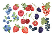 Watercolor Summer Berries + Bonus, a Food Illustration by ArtGiftsStudio (Thumbnail 2 of 4)