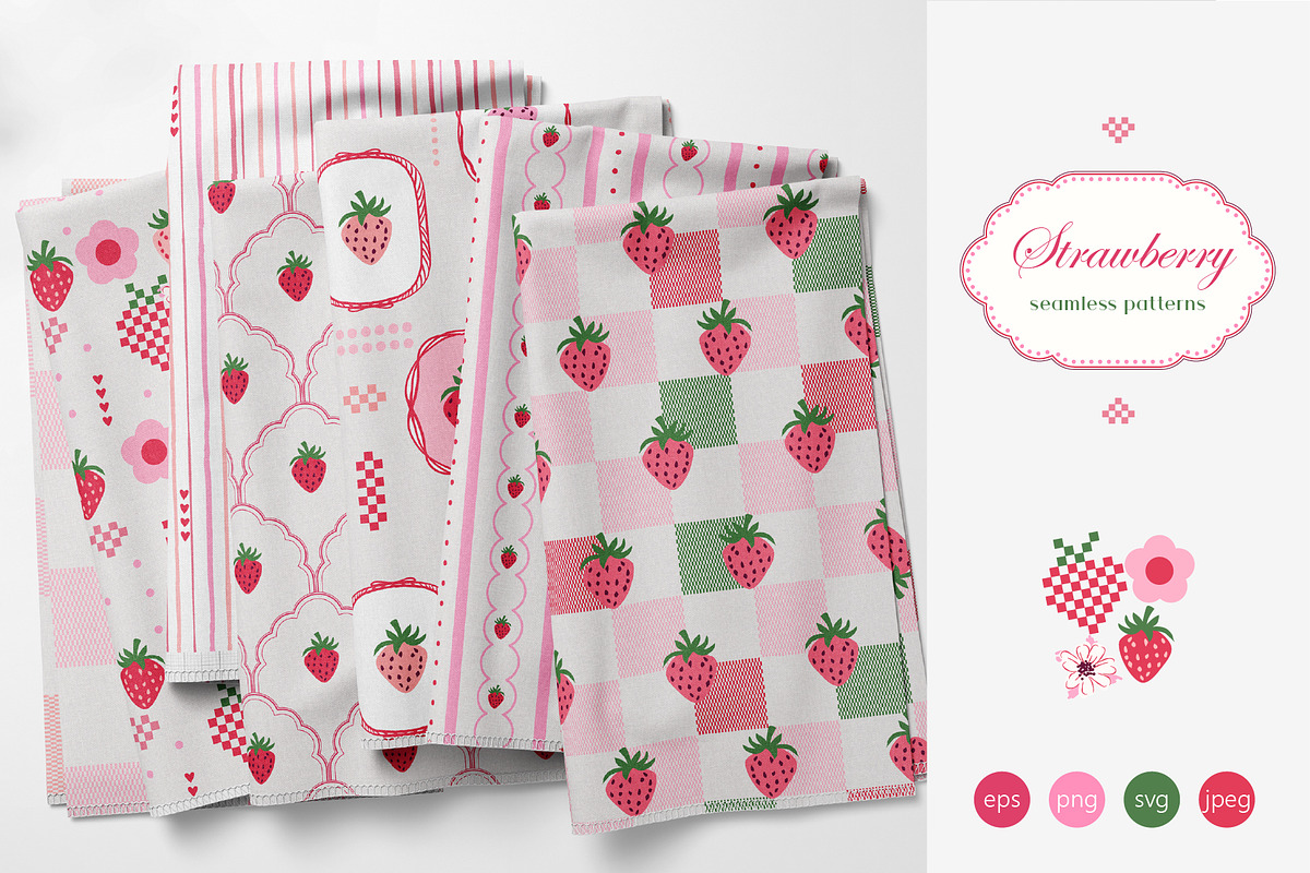 Strawberry Seamless Patterns, a Pattern Graphic by InaCorart (Photo 1 of 7)