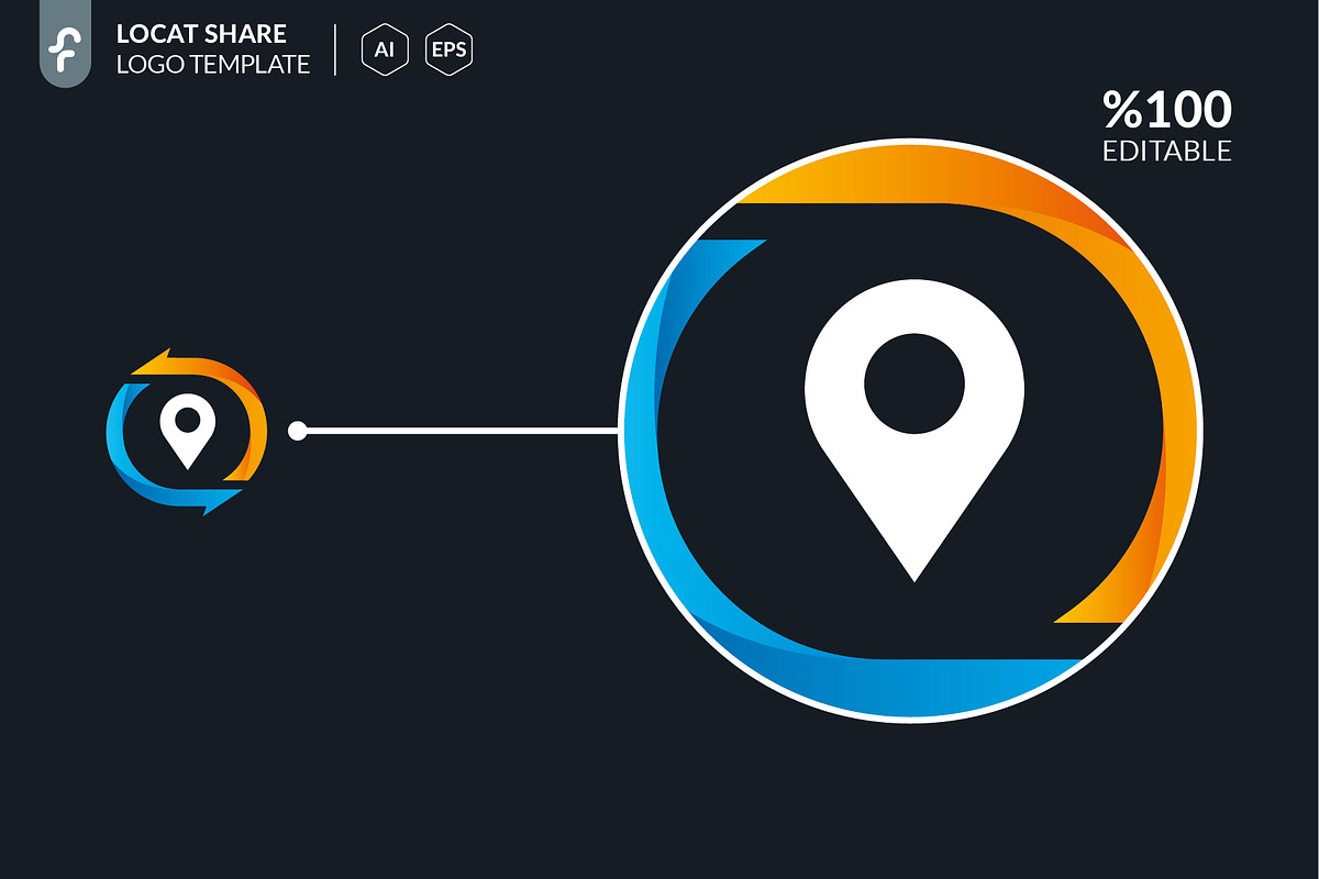 Locat Share Logo, a Branding & Logo Template by ft.studio