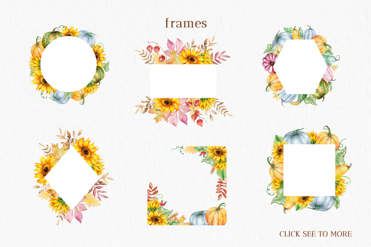 Watercolor Autumn Pumpkins Clipart, a Seasonal Illustration by SvetaArtStore (Photo 9 of 15)