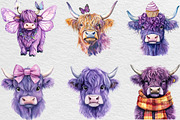 Purple Highland Cow Clipart, an Illustration by Black Bird Studio (Thumbnail 6 of 6)