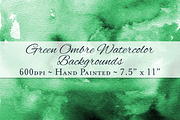 Green Ombre Watercolor Backgrounds, a Texture Graphic by M. by mprintly (Thumbnail 1 of 6)