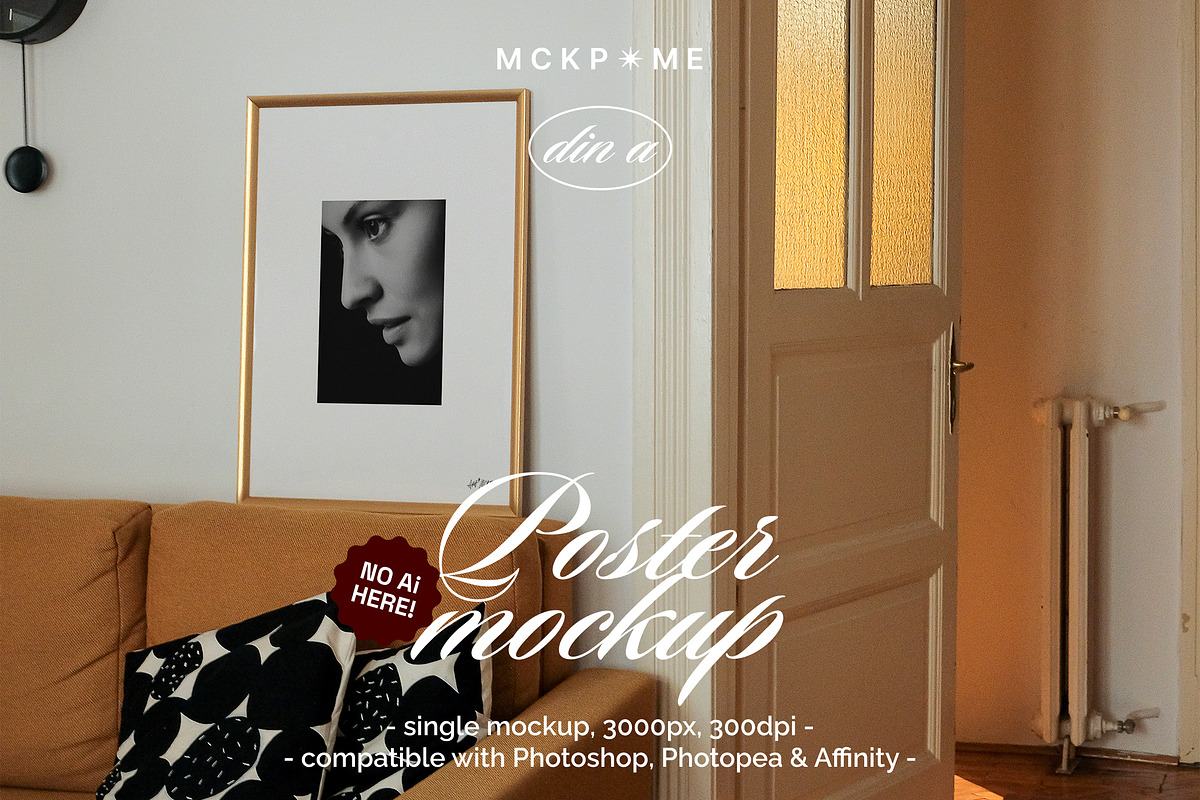 Golden Art frame Poster PSD mockup, a Merchandise Mockup by MCKP*ME (Photo 1 of 3)