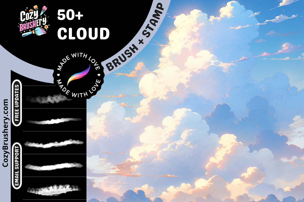 Procreate Heavenly Clouds, a Brush Add-On by Cozy Brushery (Photo 1 of 6)