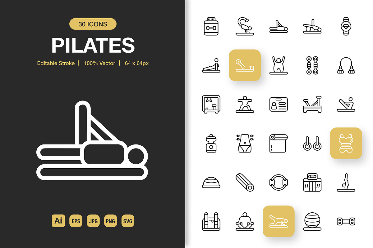 Pilates Icons, an Outline Icon by Spacepixel Creative
