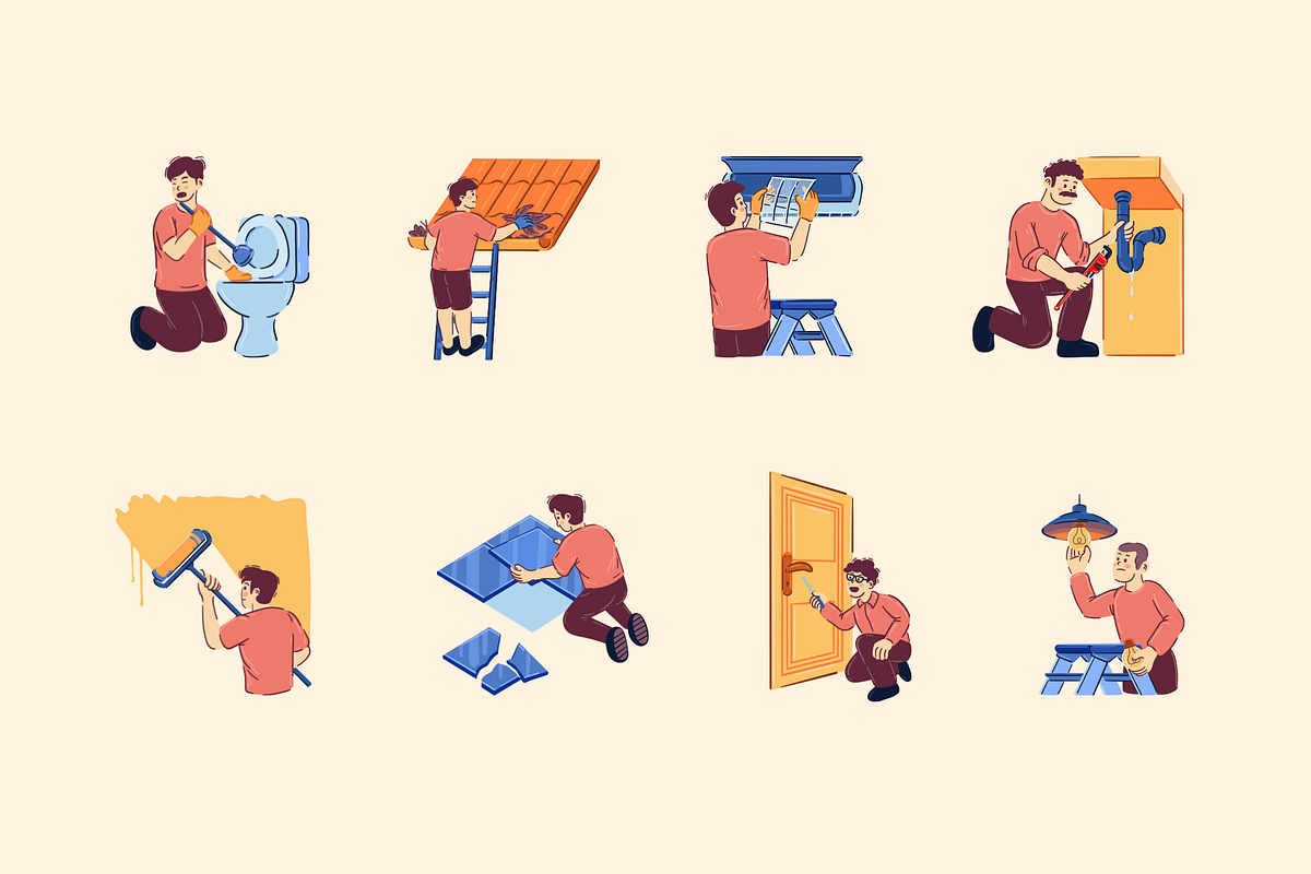 Home Maintenance, a Person Illustration by Deemak Daksina