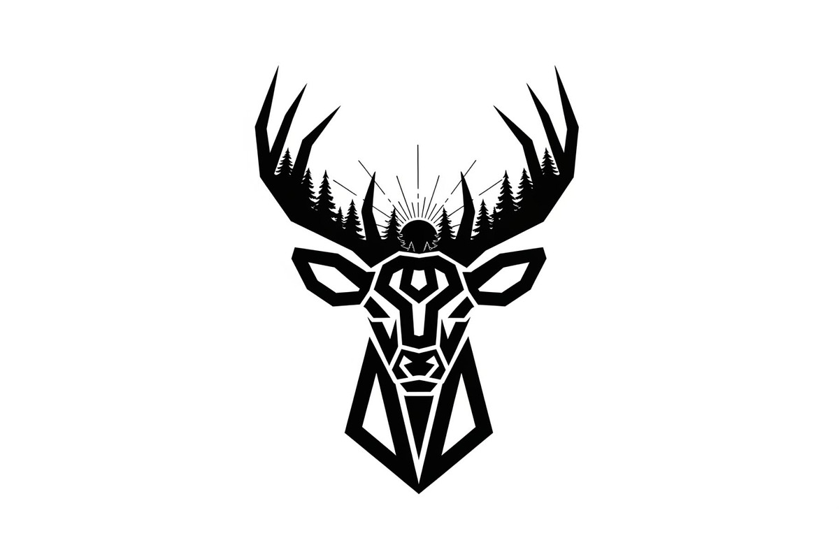Artistic Geometric Deer Head Bundle, an Illustration by yasushie (Photo 3 of 31)