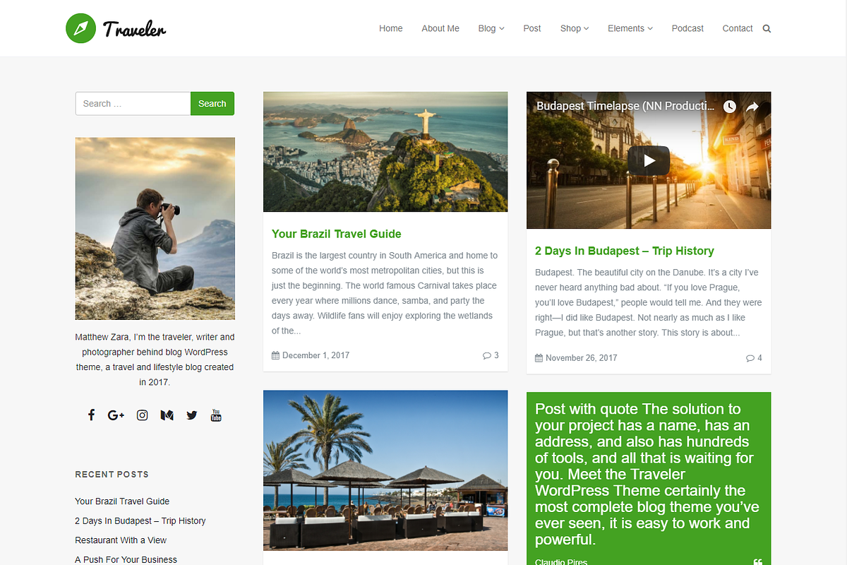 Traveler - Photo Blog WordPress Theme
