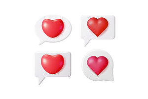 Red heart 3d icons in white speech, an Object Illustration by Abscent