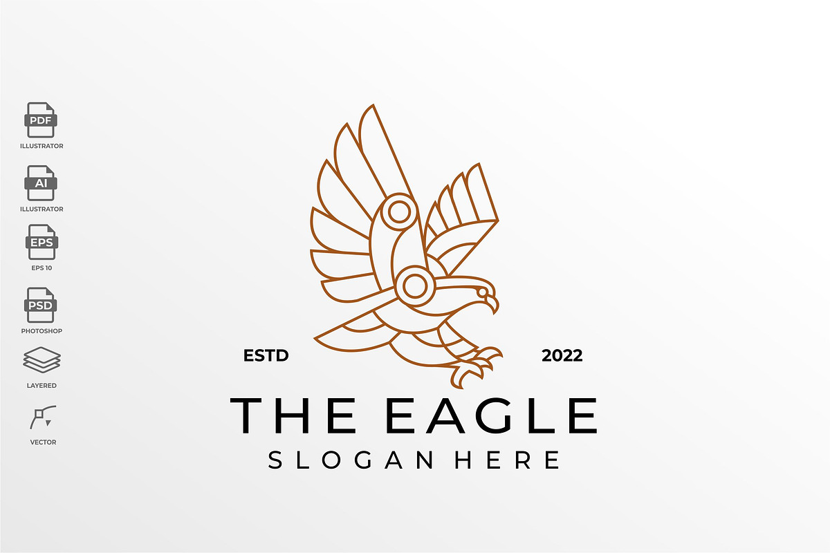 Geometric Lineart Eagle Falcon Logo, a Branding & Logo Template by Rupture