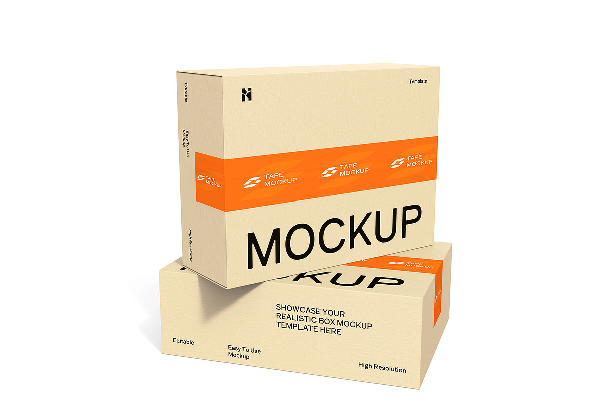 Two Stacked Box Mockup Template