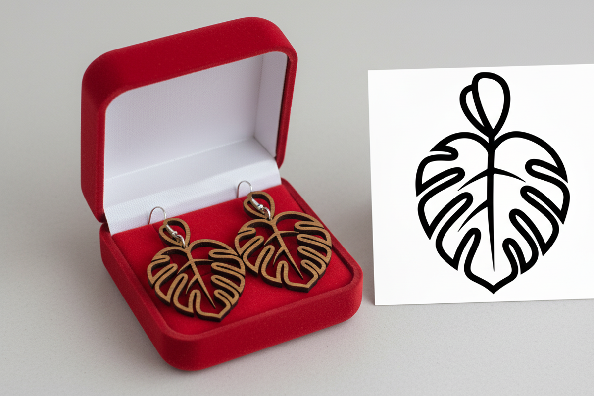 Modern Monstera Leaf Earring, an Illustration by Amazin_art (Photo 1 of 5)