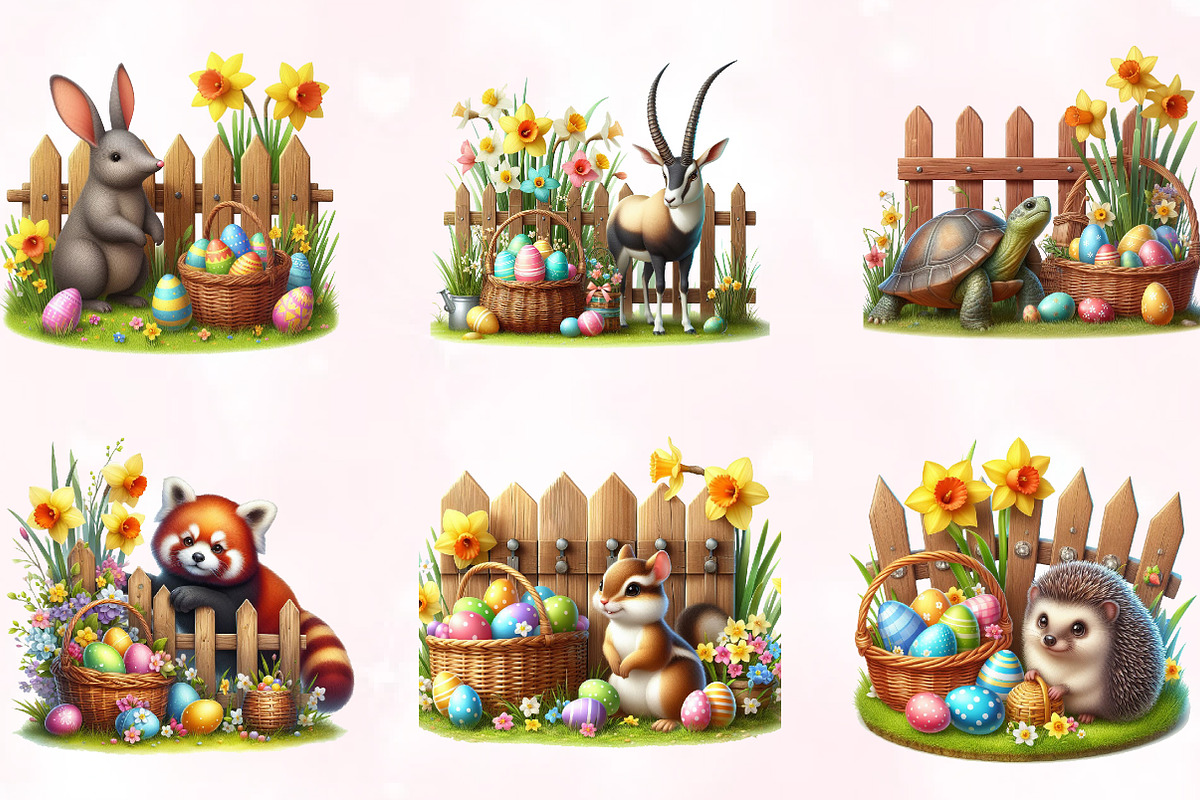 Watercolor Easter Animals Clipart, a Seasonal Illustration by Craft Nest (Photo 6 of 7)