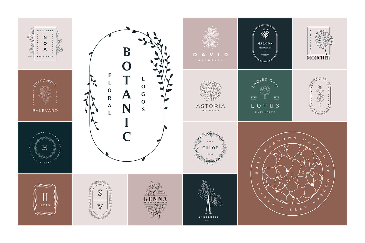 50 Botanical Floral Logos, a Branding & Logo Template by Graphicdome (Photo 1 of 10)