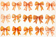 Watercolor Orange Bows Clipart, an Illustration by Rose Art (Thumbnail 3 of 4)