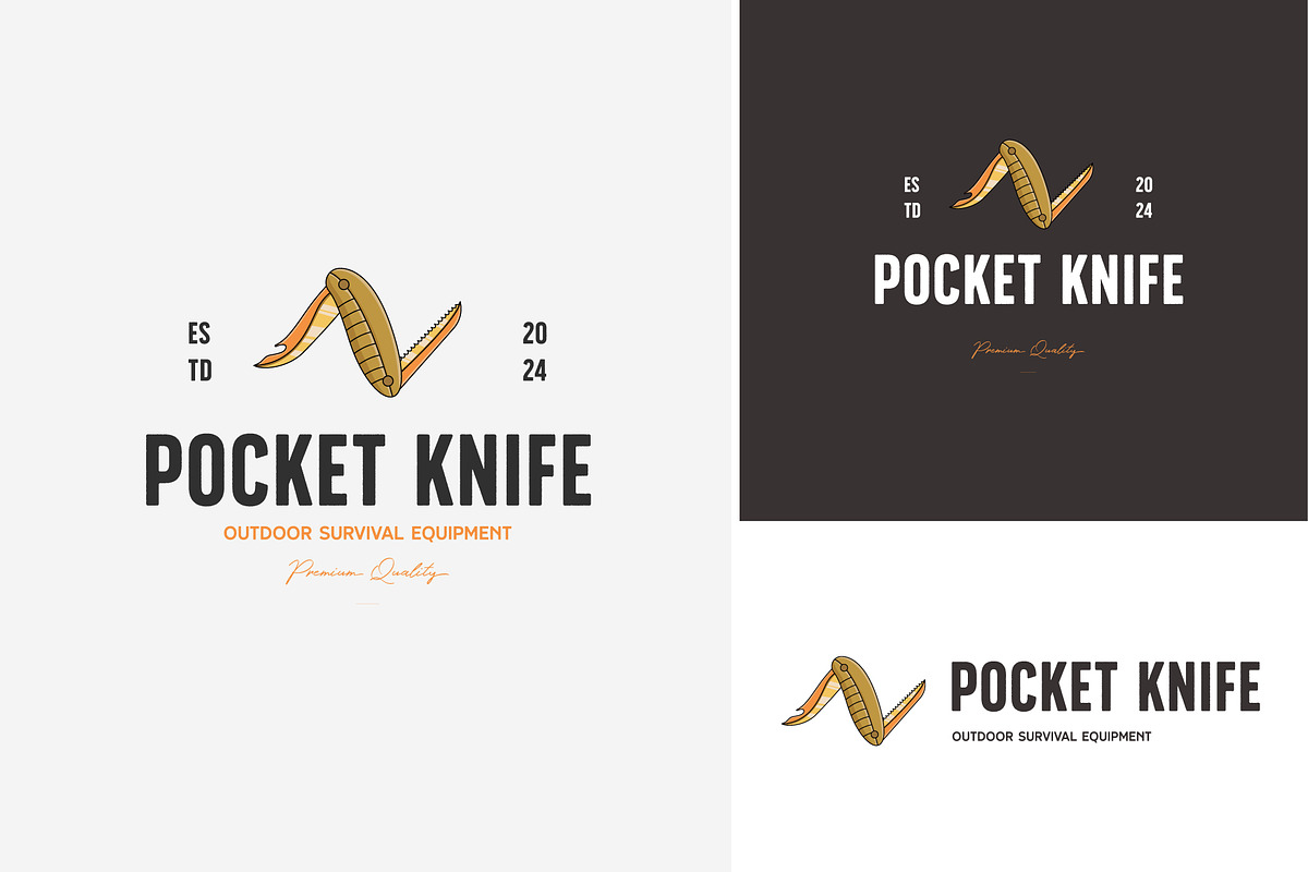 simple pocket knife logo vintage vec, a Branding & Logo Template by Pyruos ID