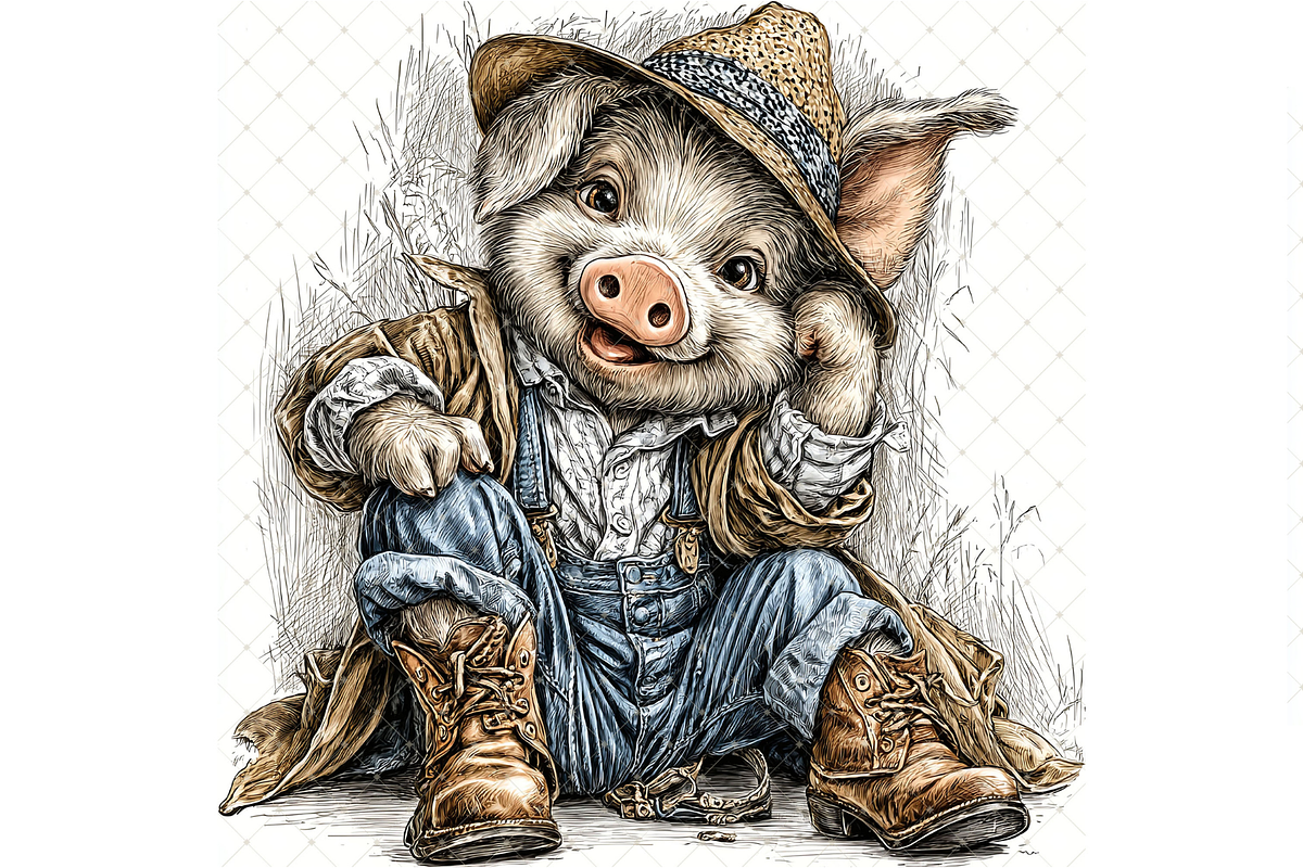 Piglet In Outfit Clipart JPG, an Animal Illustration by Memories By Lea (Photo 15 of 20)
