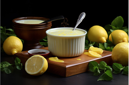 Zesty Lemon sauce. Generate Ai, a Food & Drink Photo by Ylivdesign