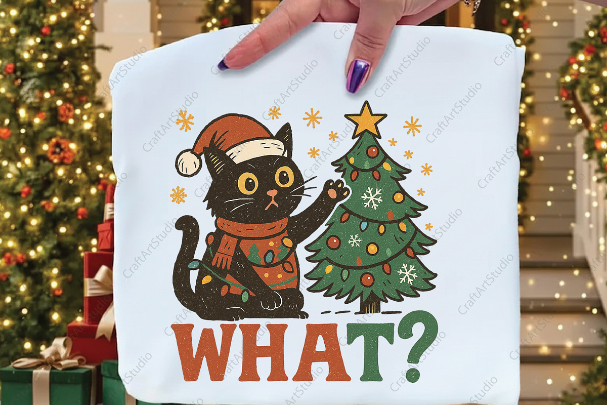 Christmas Cat what png sublimation, an Illustration by CraftArtStudio (Photo 4 of 4)