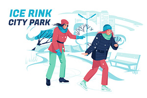 Ski Resort Flat Illustrations