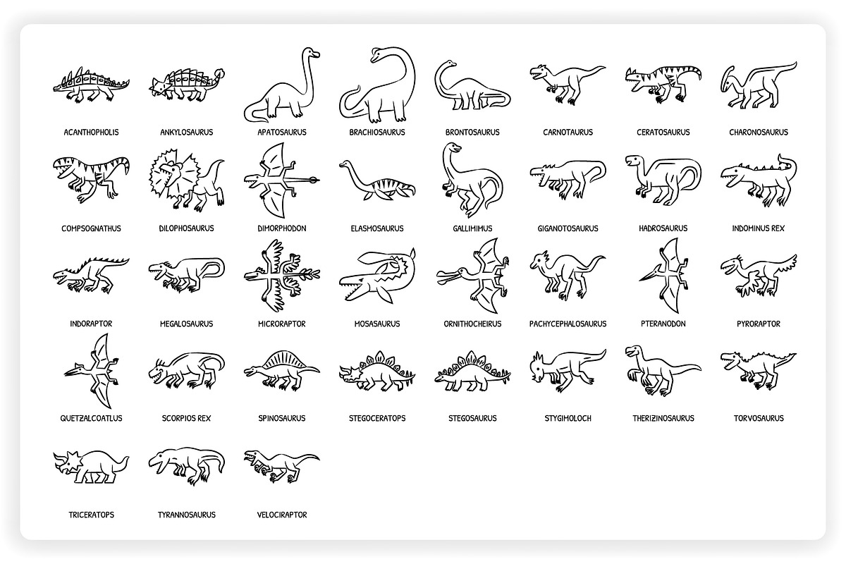 38 Dinosaur Elements x3 Styles, a Graphic by monkik (Photo 18 of 22)