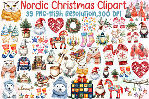 Nordic Christmas Clipart, an Illustration by Sublimation Artist