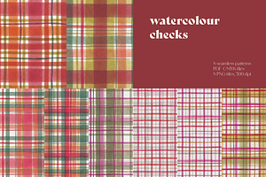 Watercolour Check. Seamless Patterns