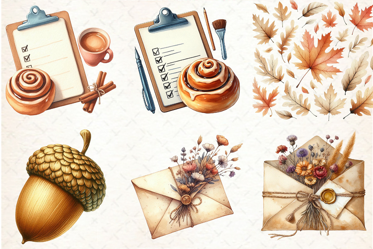 Autumn Clipart Cozy Fall Clipart 01, an Illustration by Libby Wishes (Photo 4 of 7)