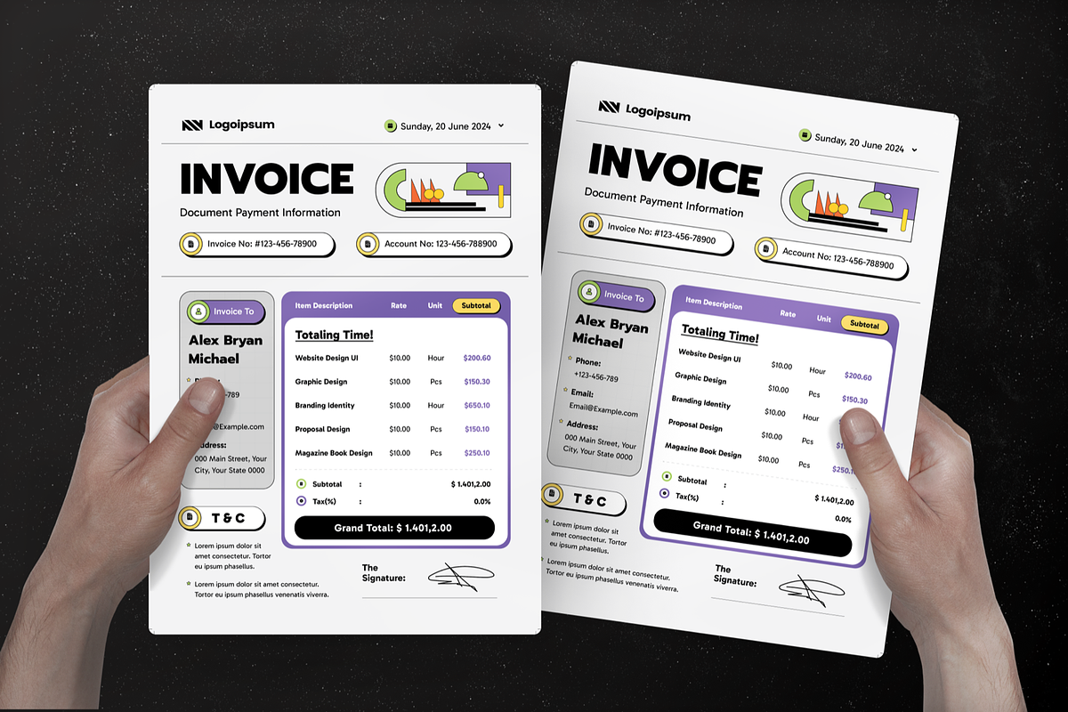 Cube Mauve Plain Invoice, a Print Template by Annora Studio (Photo 4 of 4)