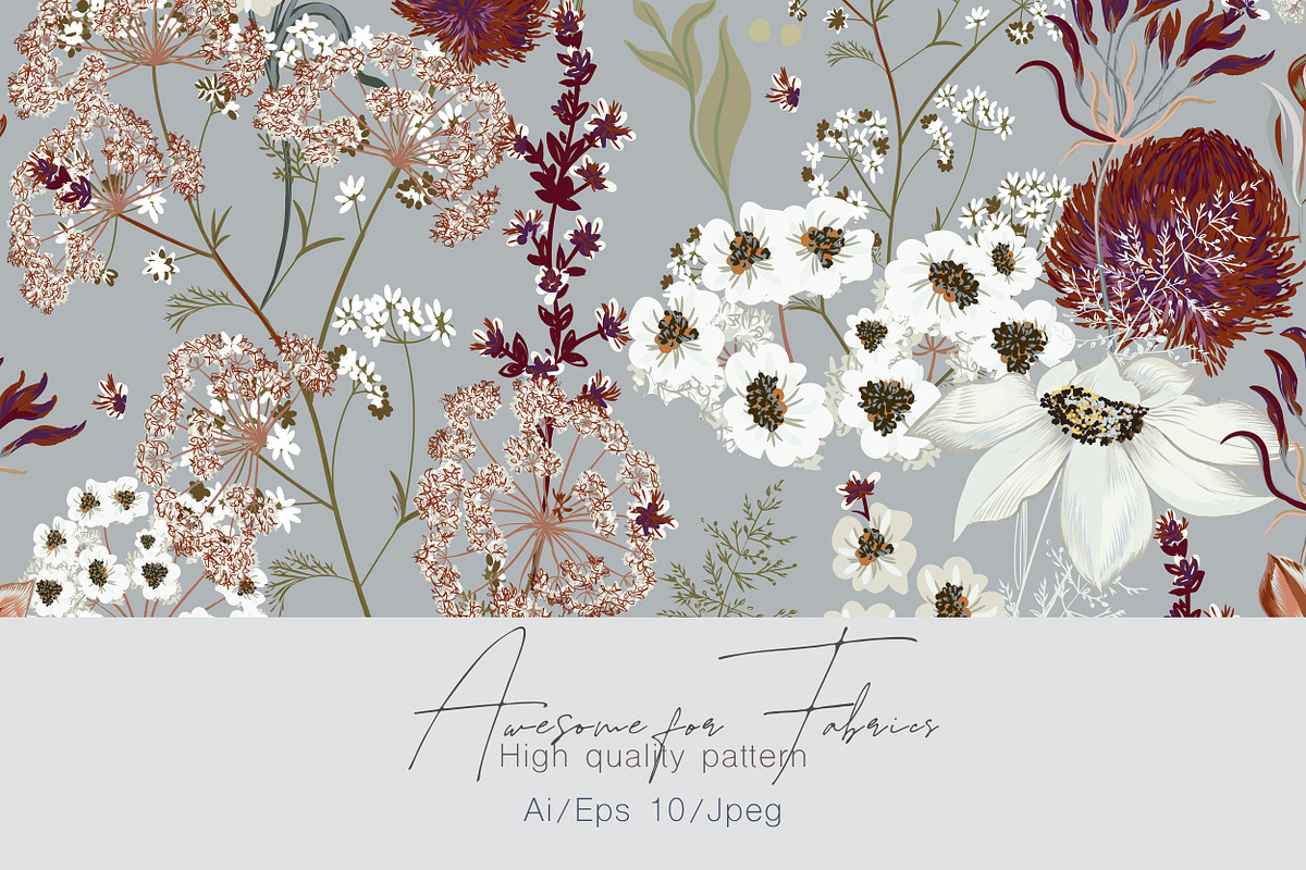 Wild meadow seamless pattern, a Pattern Graphic by FleurArt (Photo 1 of 6)