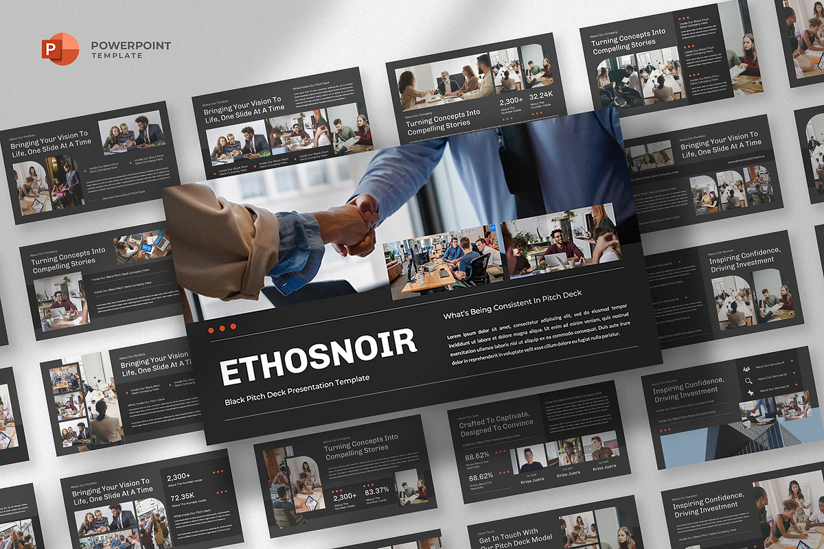 Black Pitch Deck Powerpoint Template, a Presentation Template by fluffstudio (Photo 1 of 4)