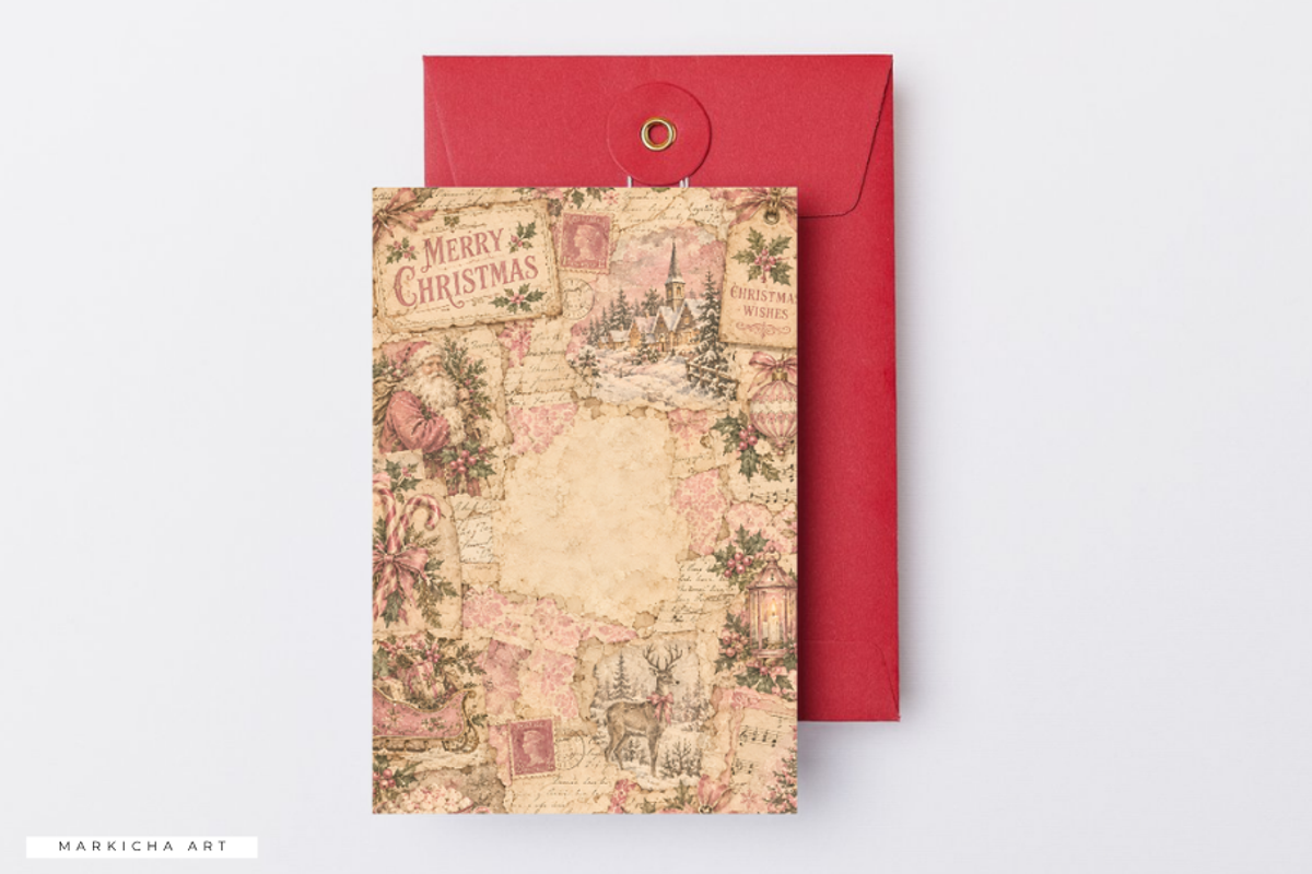 Pink Christmas Junk Journal Pages, a Background Graphic by Markicha Art (Photo 5 of 5)