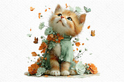 Whimsical Spring Cats Clipart, an Illustration by Craft Nest (Thumbnail 11 of 11)