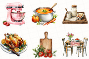 Cozy Cooking Watercolor Clipart, an Illustration by OK Design (Thumbnail 4 of 5)