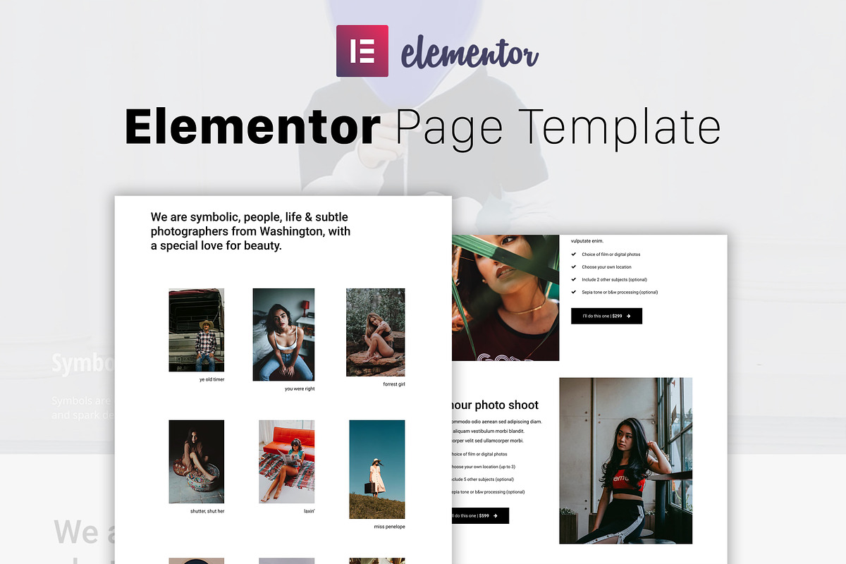Minimal Photo - Elementor Template, a Landing Page Template by Elementor Market (Photo 1 of 4)