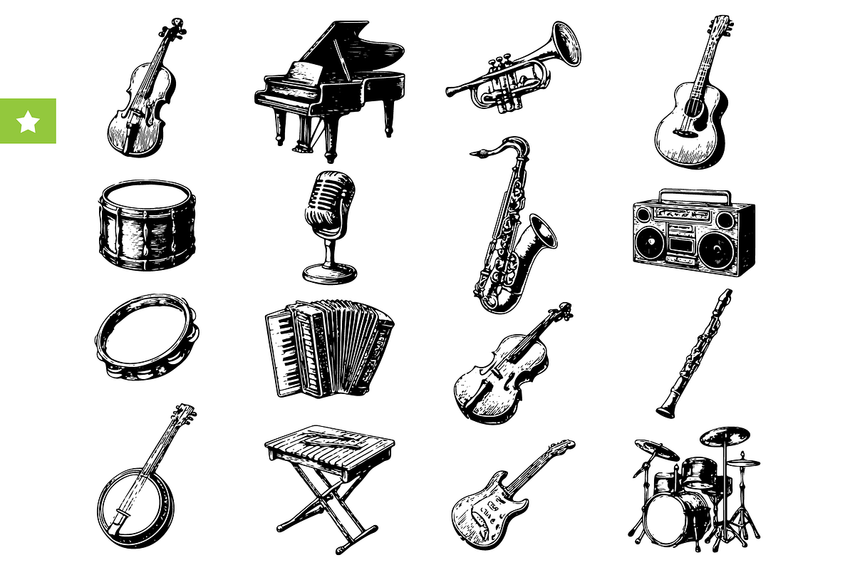 Vintage Music Instruments Collection, an Object Graphic by RT Studio (Photo 1 of 4)