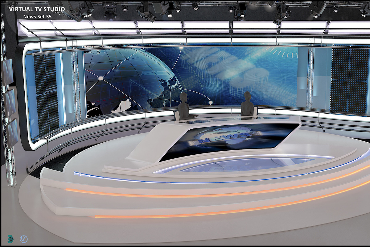 Virtual TV Studio News Set 35, an Architecture 3D Model by akerStudio (Photo 10 of 39)